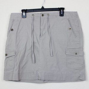 L.L. Bean Utility Cargo Skirt Khaki 14 Petite Hiking Safari Casual